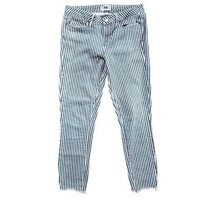 Paige Verdugo Crop Jeans Sky Blue Stripe Frayed Hem Denim Pants Women's‎ Size 29